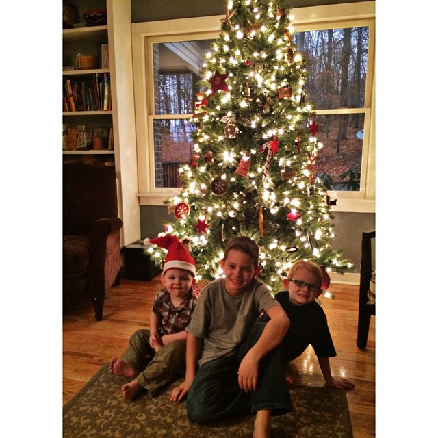 Boys and Christmas Tree