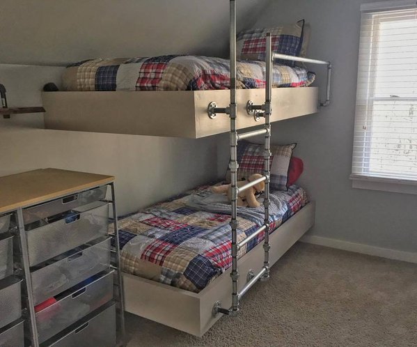 Boys Room Makeover Floating Bunk Beds