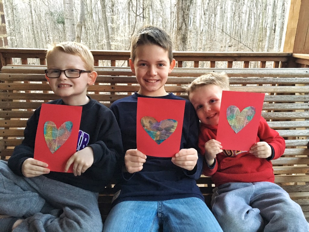 Painted Newspaper Hearts 