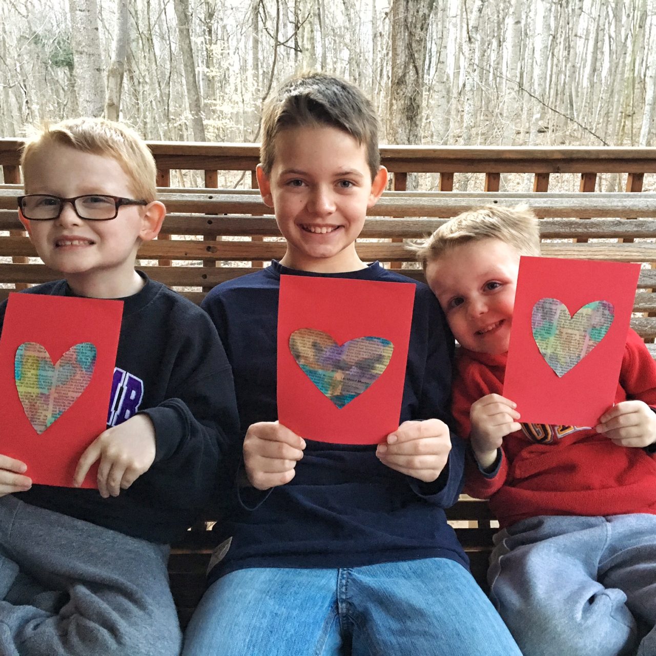 Painted Newspaper Hearts