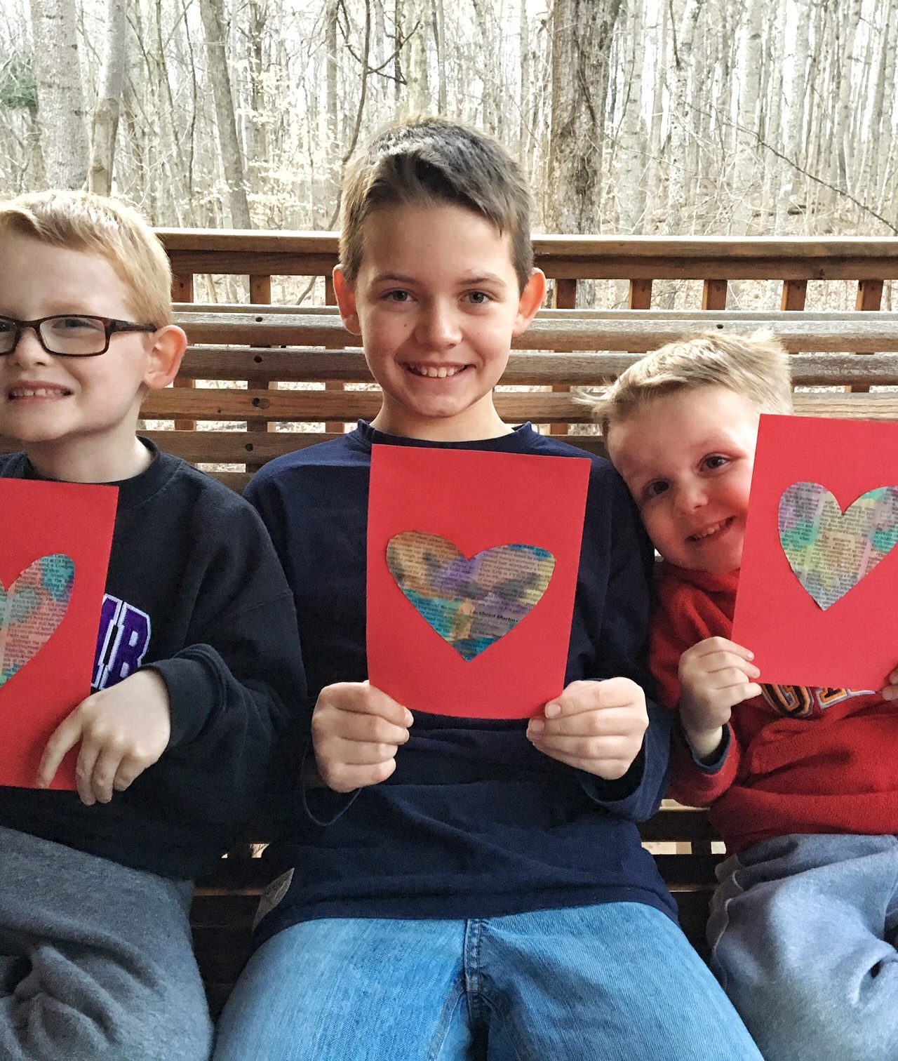 Painted Newspaper Hearts